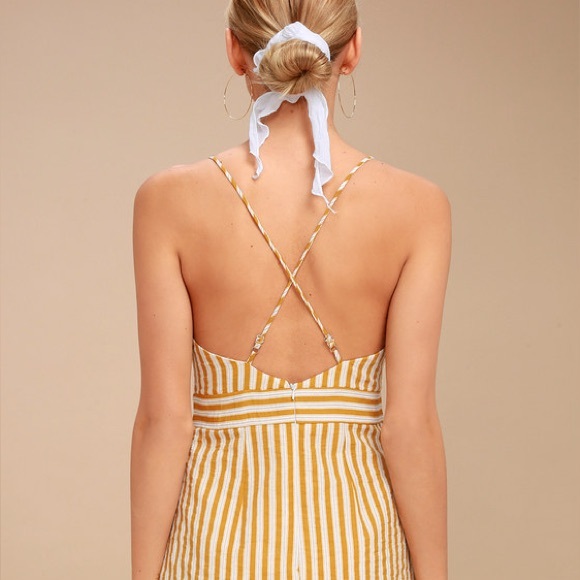 Lulus Central Park Striped Dress Sz S Yellow/White - Picture 2 of 6